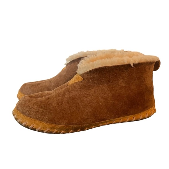 LL Bean Women's Wicked Good Slippers Brown Suede Shearling Lined Size 8 - Picture 1 of 7